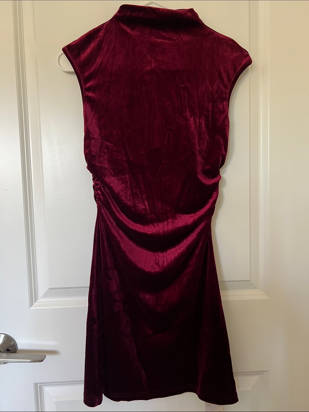 Commense Burgundy Velvet Mini Dress